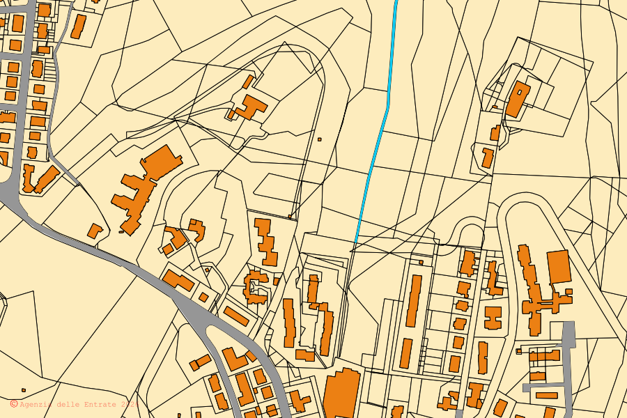 Cadastral map of the centre of San Casciano in Val di Pesa: parcels and buildings, Agenzia delle Entrate cartography