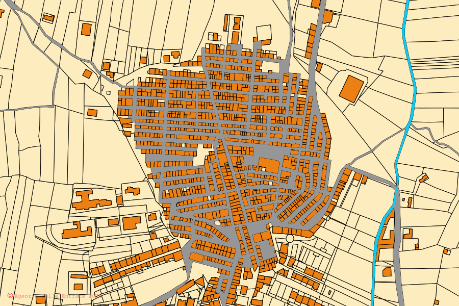 Cadastral map of the centre of San Cono: parcels and buildings, Agenzia delle Entrate cartography