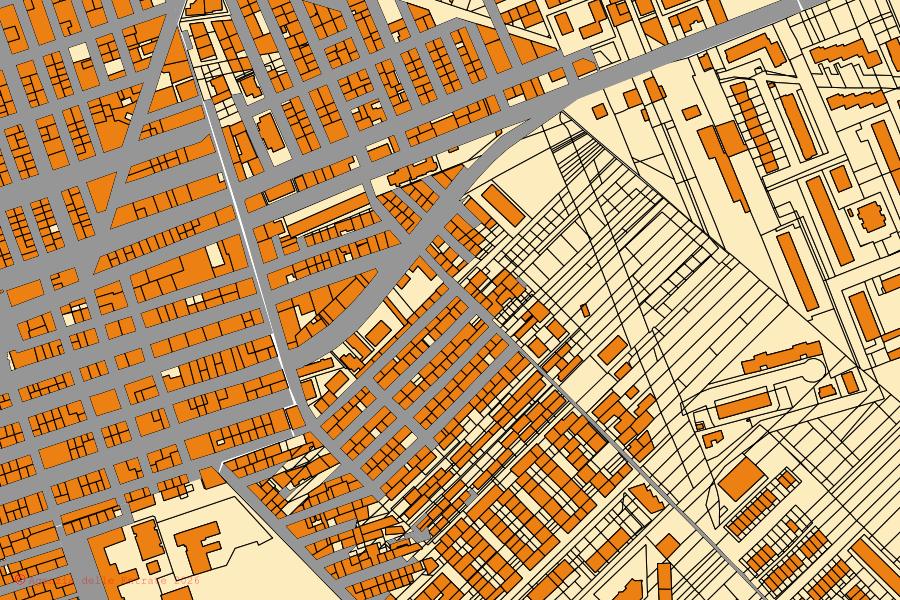 Cadastral map of the centre of San Ferdinando di Puglia: parcels and buildings, Agenzia delle Entrate cartography