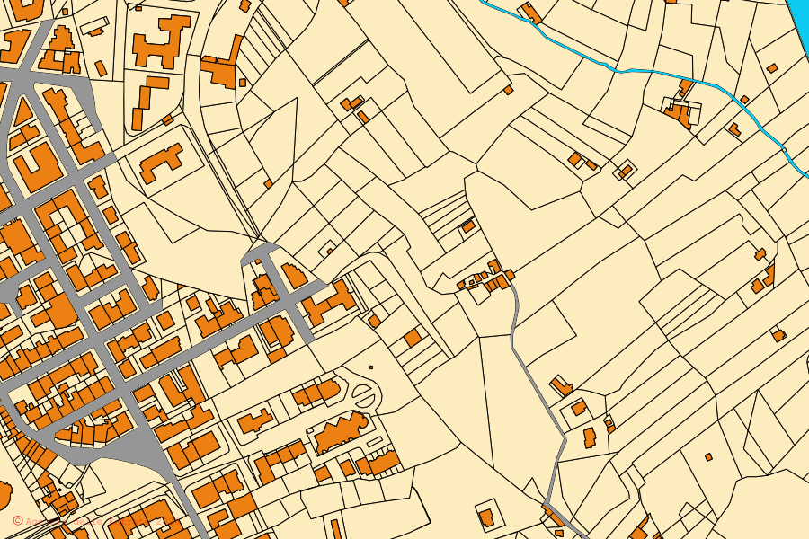 Cadastral map of the centre of San Filippo del Mela: parcels and buildings, Agenzia delle Entrate cartography