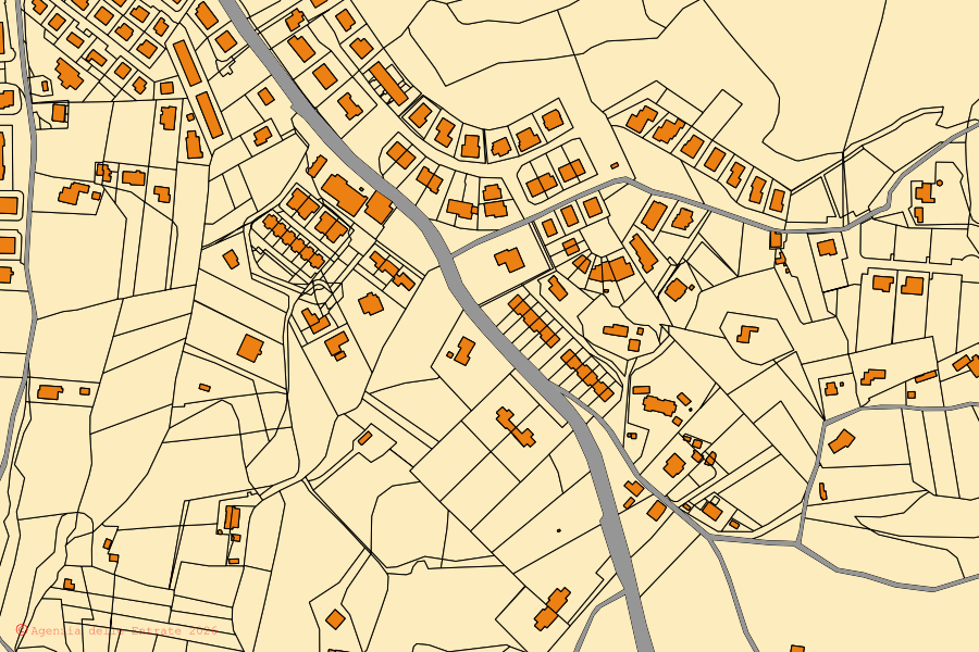 Cadastral map of the centre of San Gemini: parcels and buildings, Agenzia delle Entrate cartography