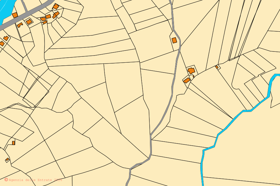 Cadastral map of the centre of San Giorgio Albanese: parcels and buildings, Agenzia delle Entrate cartography