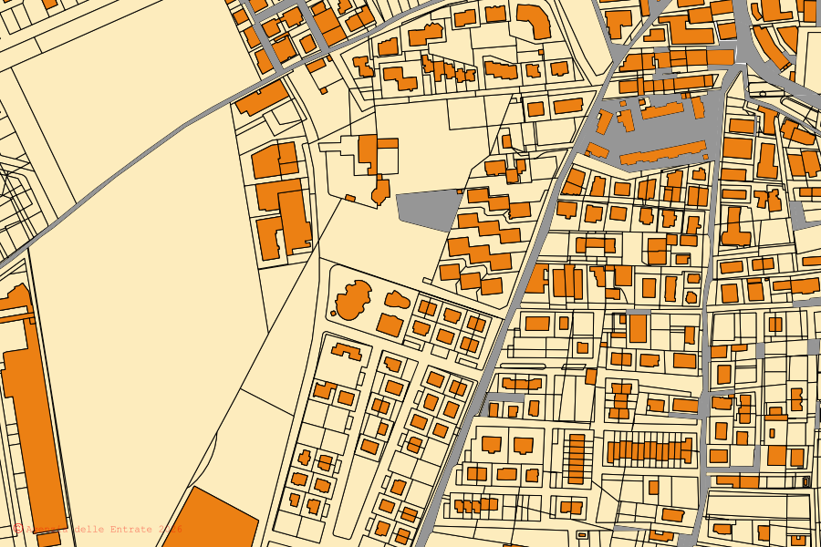 Cadastral map of the centre of San Giovanni Rotondo: parcels and buildings, Agenzia delle Entrate cartography