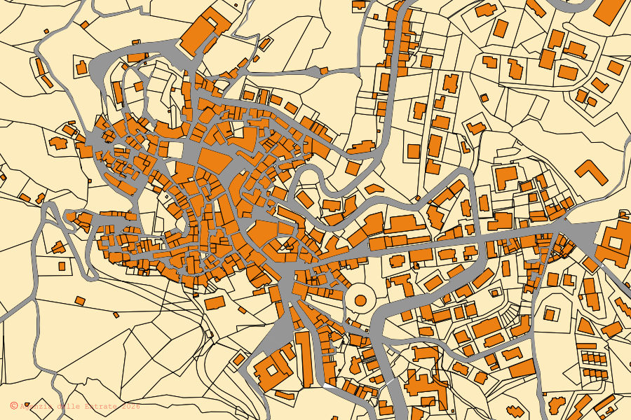 Cadastral map of the centre of San Marco Argentano: parcels and buildings, Agenzia delle Entrate cartography