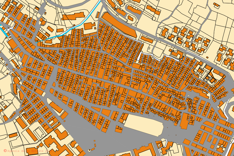 Cadastral map of the centre of San Marco in Lamis: parcels and buildings, Agenzia delle Entrate cartography