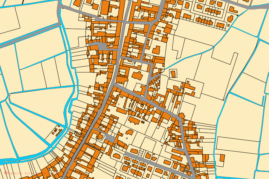 Cadastral map of the centre of San Martino dall'Argine: parcels and buildings, Agenzia delle Entrate cartography