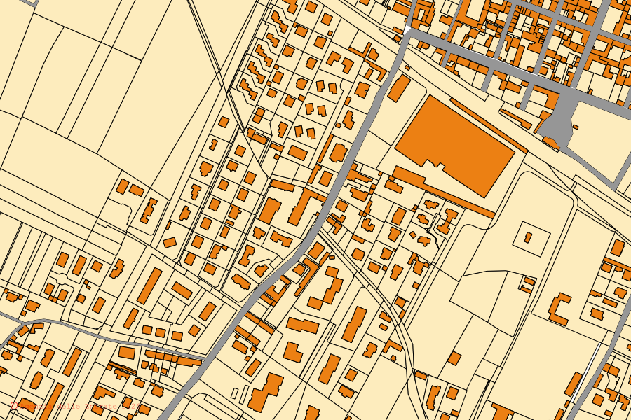 Cadastral map of the centre of San Maurizio Canavese: parcels and buildings, Agenzia delle Entrate cartography