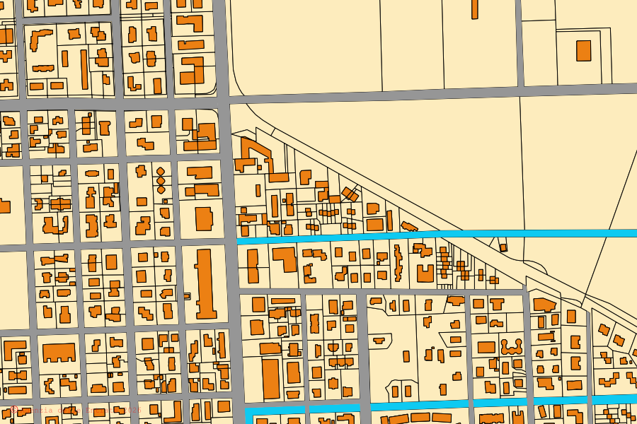 Cadastral map of the centre of San Michele al Tagliamento: parcels and buildings, Agenzia delle Entrate cartography