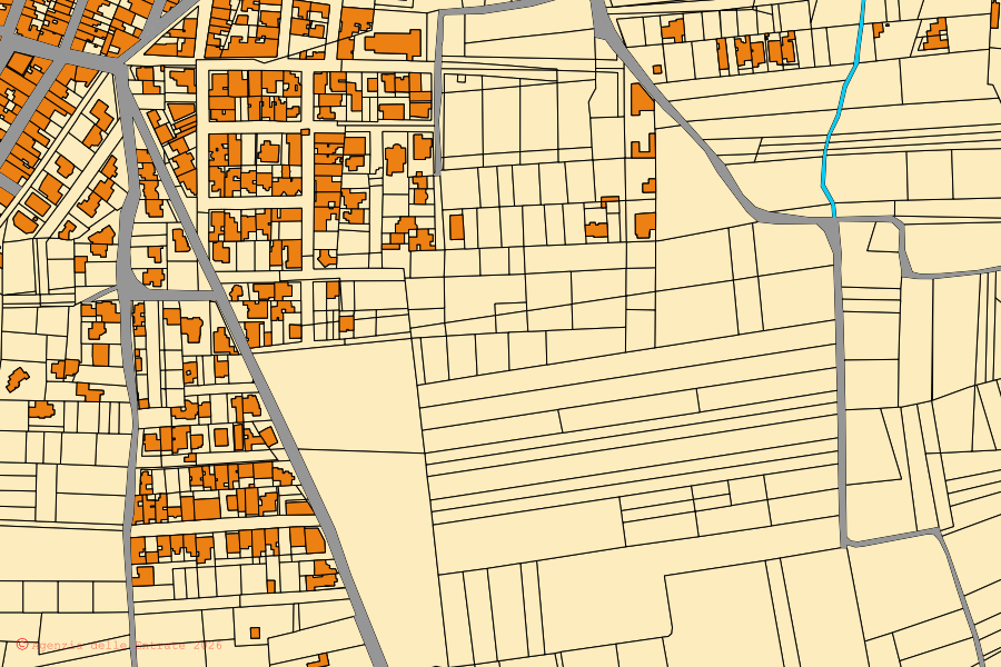 Cadastral map of the centre of San Pancrazio Salentino: parcels and buildings, Agenzia delle Entrate cartography