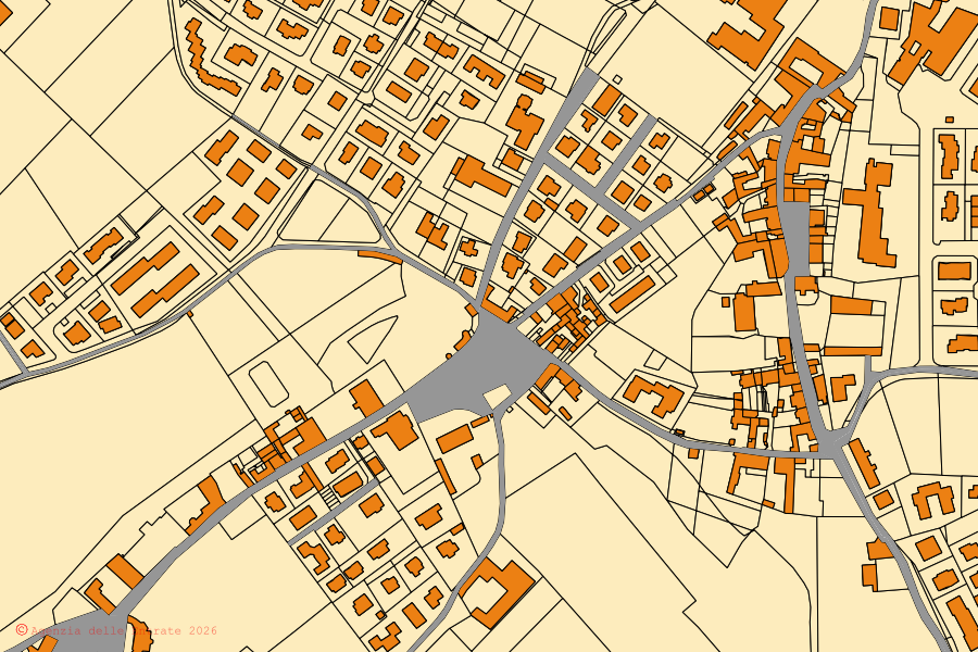 Cadastral map of the centre of San Pietro in Cariano: parcels and buildings, Agenzia delle Entrate cartography