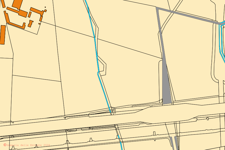 Cadastral map of the centre of San Pietro Mosezzo: parcels and buildings, Agenzia delle Entrate cartography