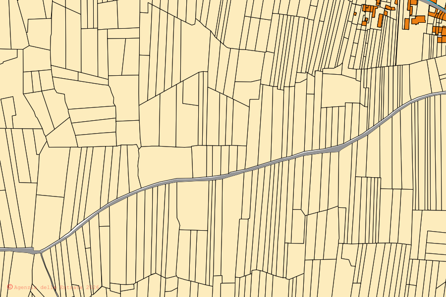 Cadastral map of the centre of San Ponso: parcels and buildings, Agenzia delle Entrate cartography