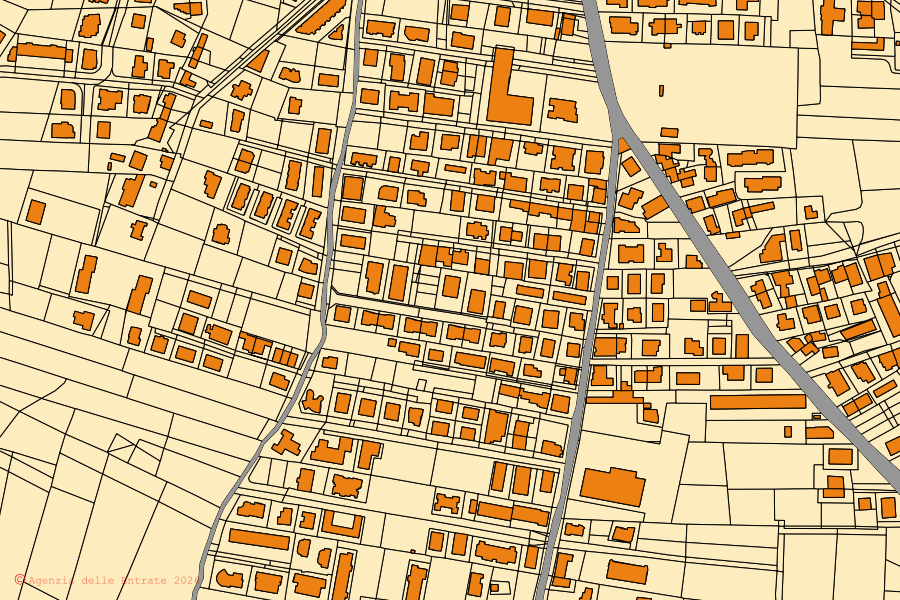 Cadastral map of the centre of San Salvo: parcels and buildings, Agenzia delle Entrate cartography
