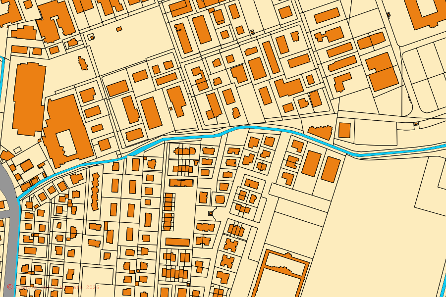 Cadastral map of the centre of San Secondo Parmense: parcels and buildings, Agenzia delle Entrate cartography