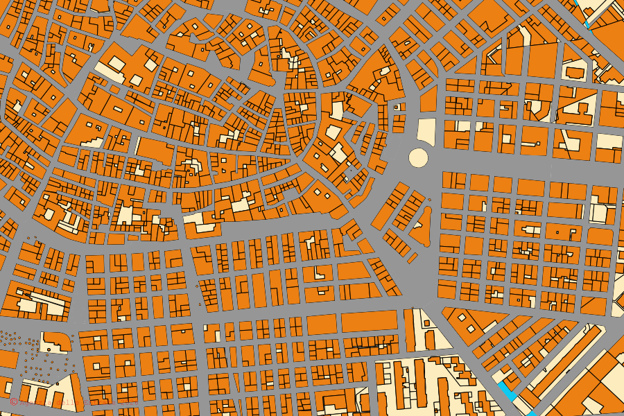 Cadastral map of the centre of San Severo: parcels and buildings, Agenzia delle Entrate cartography