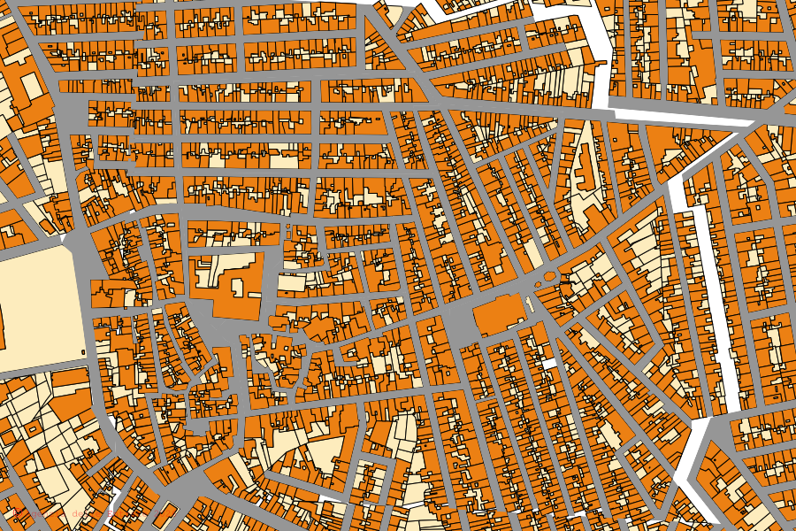 Cadastral map of the centre of San Vito dei Normanni: parcels and buildings, Agenzia delle Entrate cartography