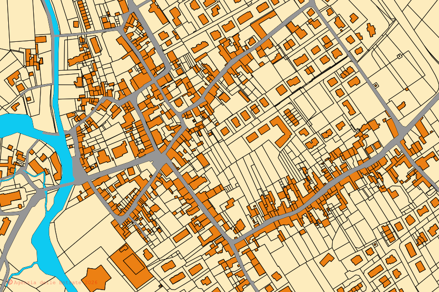Cadastral map of the centre of San Vito di Leguzzano: parcels and buildings, Agenzia delle Entrate cartography
