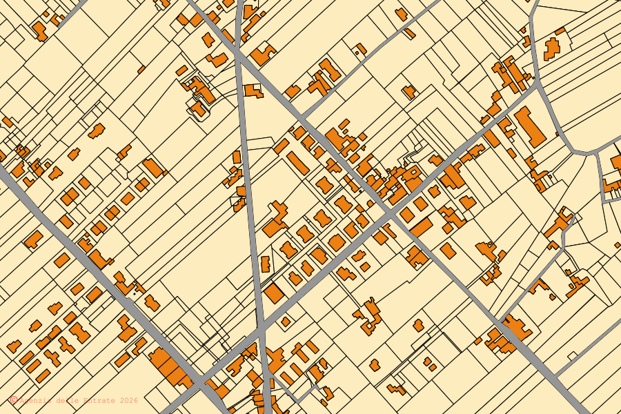 Cadastral map of the centre of San Vito Lo Capo: parcels and buildings, Agenzia delle Entrate cartography