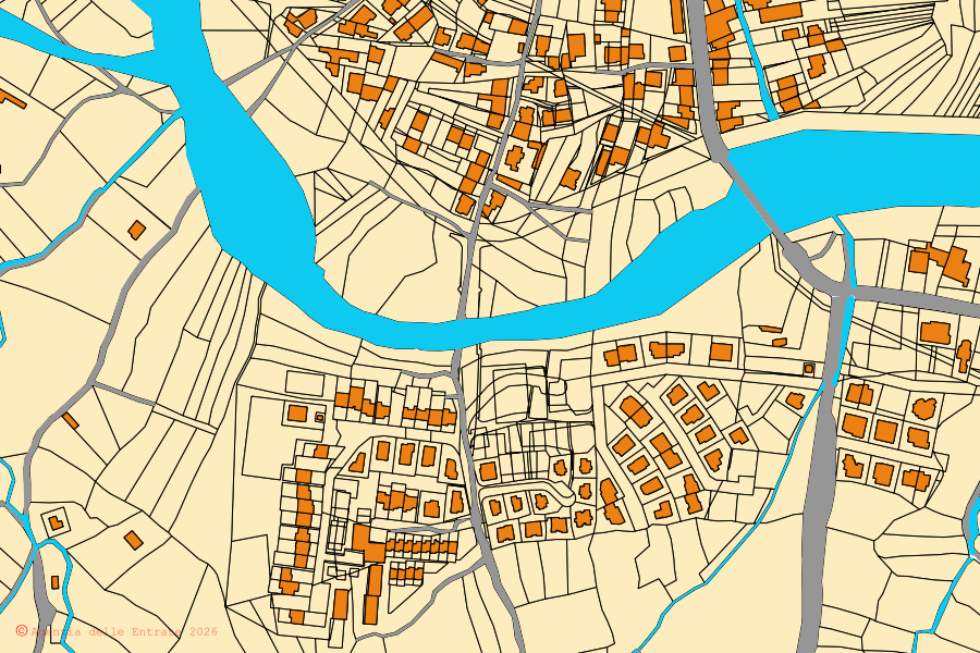 Cadastral map of the centre of San Vito: parcels and buildings, Agenzia delle Entrate cartography