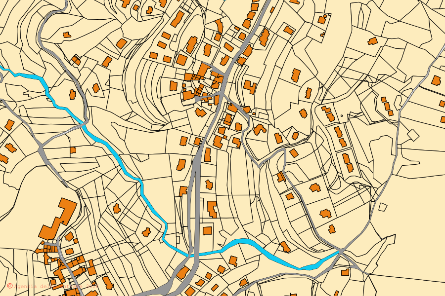 Cadastral map of the centre of San Zeno di Montagna: parcels and buildings, Agenzia delle Entrate cartography