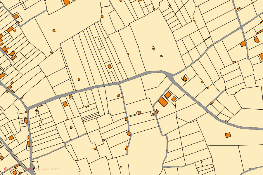 Cadastral map of the centre of Sanarica: parcels and buildings, Agenzia delle Entrate cartography