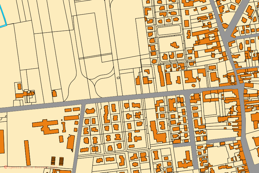 Cadastral map of the centre of Sanguinetto: parcels and buildings, Agenzia delle Entrate cartography