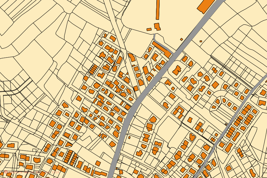 Cadastral map of the centre of Sanluri: parcels and buildings, Agenzia delle Entrate cartography