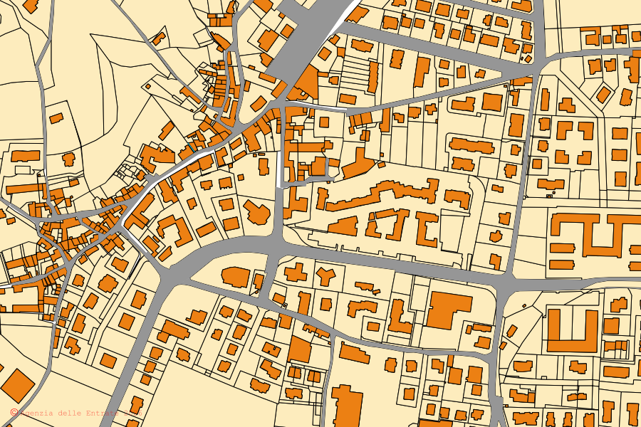 Cadastral map of the centre of Sant'Ambrogio di Valpolicella: parcels and buildings, Agenzia delle Entrate cartography