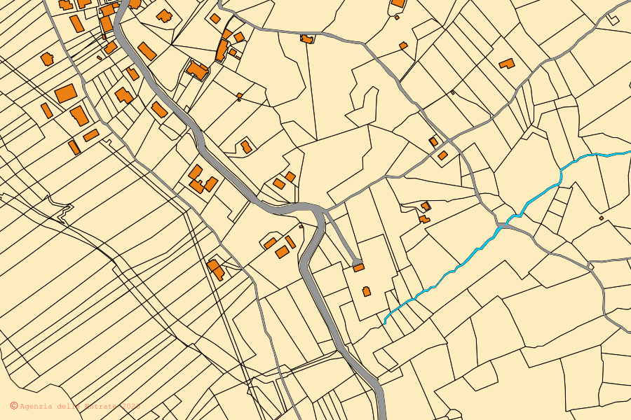Cadastral map of the centre of Sant'Angelo a Scala: parcels and buildings, Agenzia delle Entrate cartography