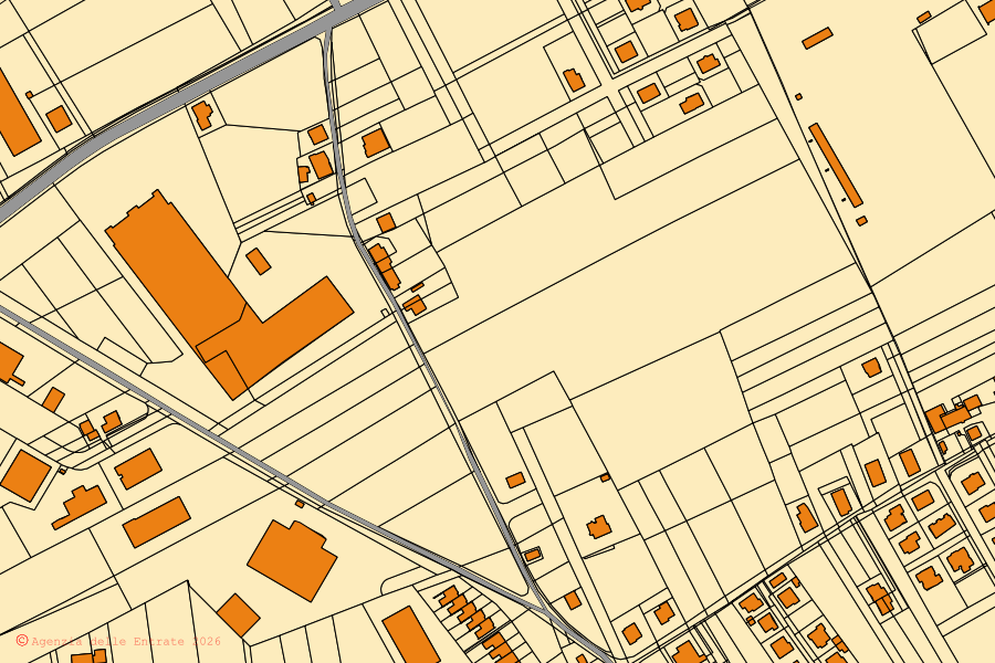 Cadastral map of the centre of Sant'Egidio alla Vibrata: parcels and buildings, Agenzia delle Entrate cartography