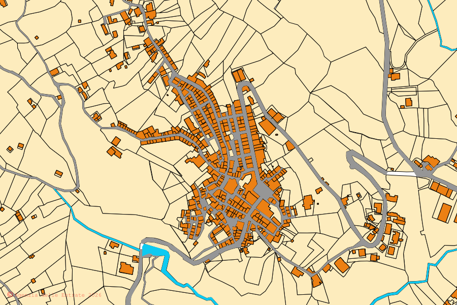 Cadastral map of the centre of Sant'Ilario dello Ionio: parcels and buildings, Agenzia delle Entrate cartography