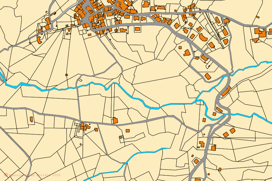 Cadastral map of the centre of Santa Luce: parcels and buildings, Agenzia delle Entrate cartography