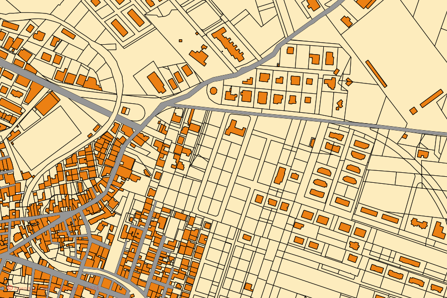 Cadastral map of the centre of Santa Maria di Licodia: parcels and buildings, Agenzia delle Entrate cartography