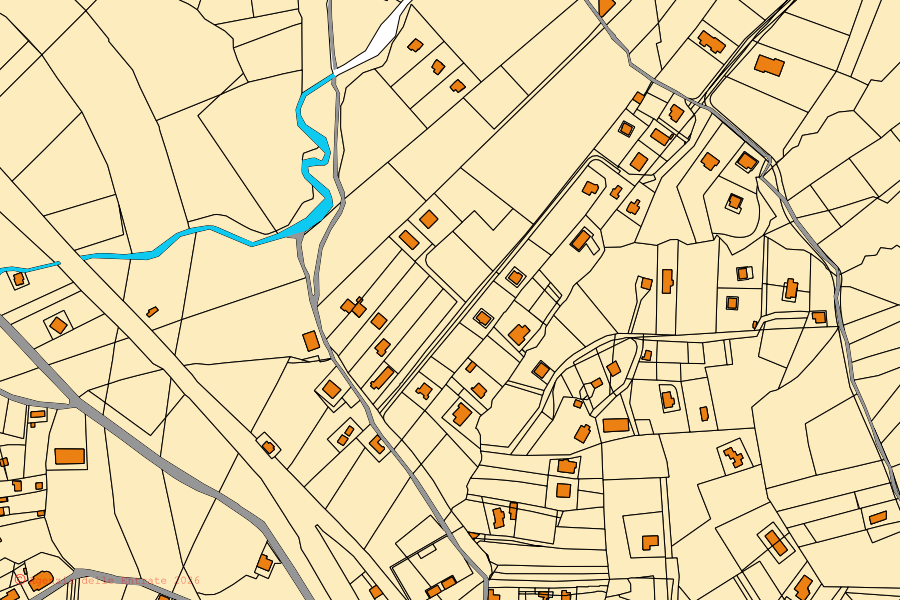 Cadastral map of the centre of Santa Marina: parcels and buildings, Agenzia delle Entrate cartography