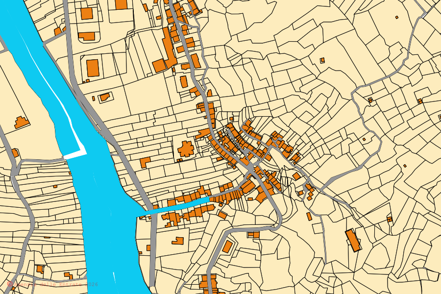 Cadastral map of the centre of Saponara: parcels and buildings, Agenzia delle Entrate cartography