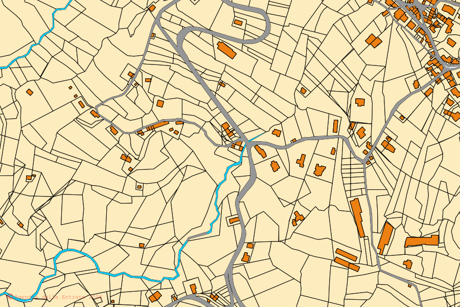 Cadastral map of the centre of Sarmede: parcels and buildings, Agenzia delle Entrate cartography