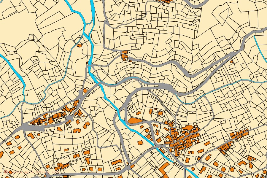 Cadastral map of the centre of Sarre: parcels and buildings, Agenzia delle Entrate cartography