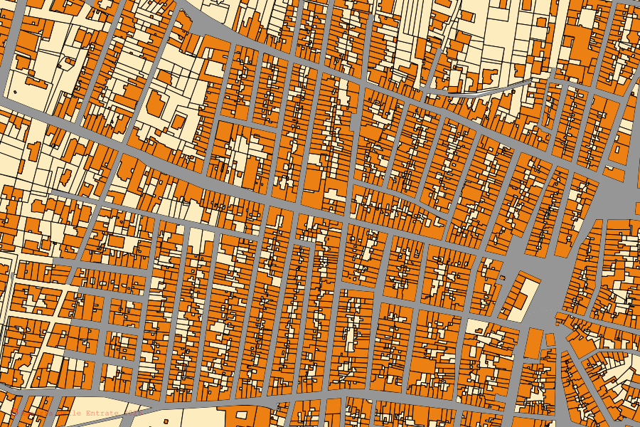 Cadastral map of the centre of Sava: parcels and buildings, Agenzia delle Entrate cartography