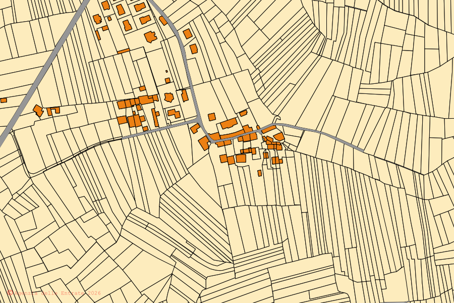 Cadastral map of the centre of Scarmagno: parcels and buildings, Agenzia delle Entrate cartography