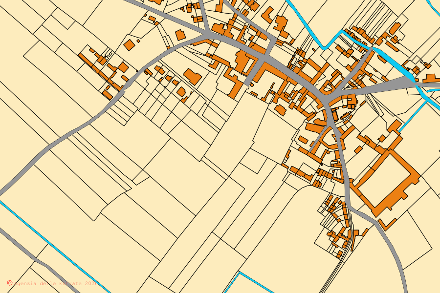 Cadastral map of the centre of Semiana: parcels and buildings, Agenzia delle Entrate cartography