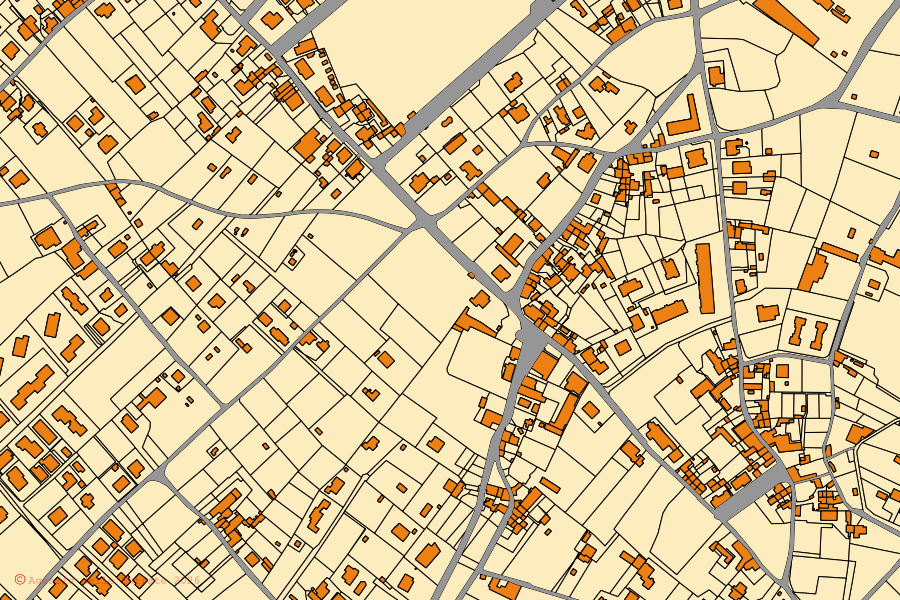 Cadastral map of the centre of Seravezza: parcels and buildings, Agenzia delle Entrate cartography
