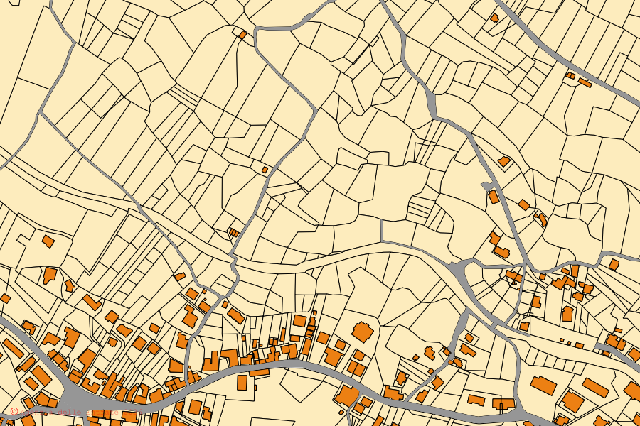 Cadastral map of the centre of Serrone: parcels and buildings, Agenzia delle Entrate cartography