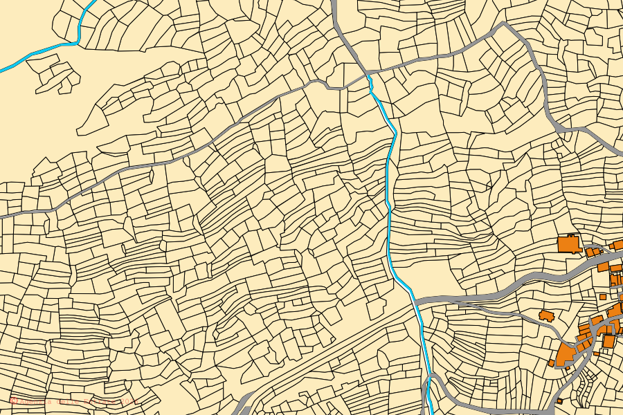 Cadastral map of the centre of Sestriere: parcels and buildings, Agenzia delle Entrate cartography