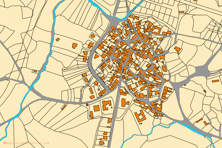 Cadastral map of the centre of Siapiccia: parcels and buildings, Agenzia delle Entrate cartography