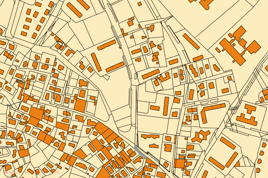 Cadastral map of the centre of Siracusa: parcels and buildings, Agenzia delle Entrate cartography
