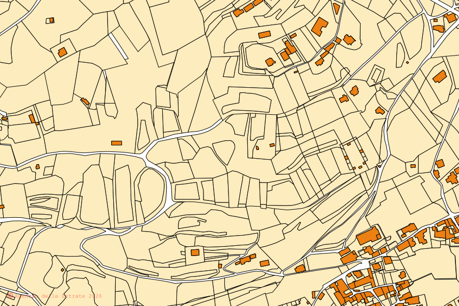 Cadastral map of the centre of Solto Collina: parcels and buildings, Agenzia delle Entrate cartography