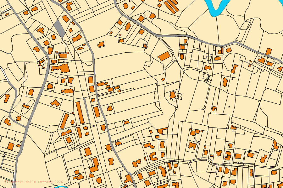 Cadastral map of the centre of Sovere: parcels and buildings, Agenzia delle Entrate cartography