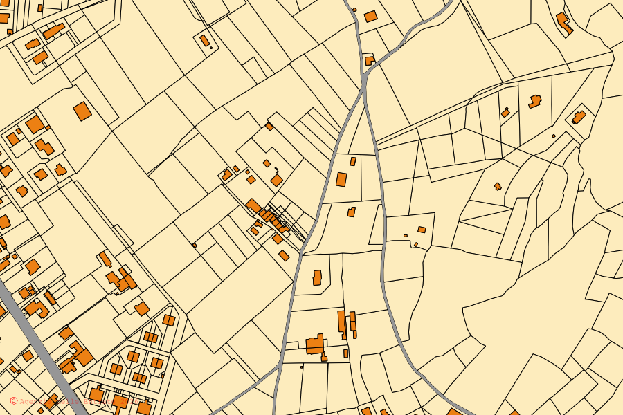 Cadastral map of the centre of Spello: parcels and buildings, Agenzia delle Entrate cartography