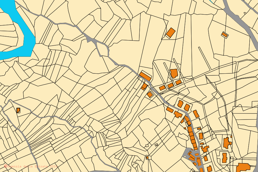 Cadastral map of the centre of Sperlinga: parcels and buildings, Agenzia delle Entrate cartography