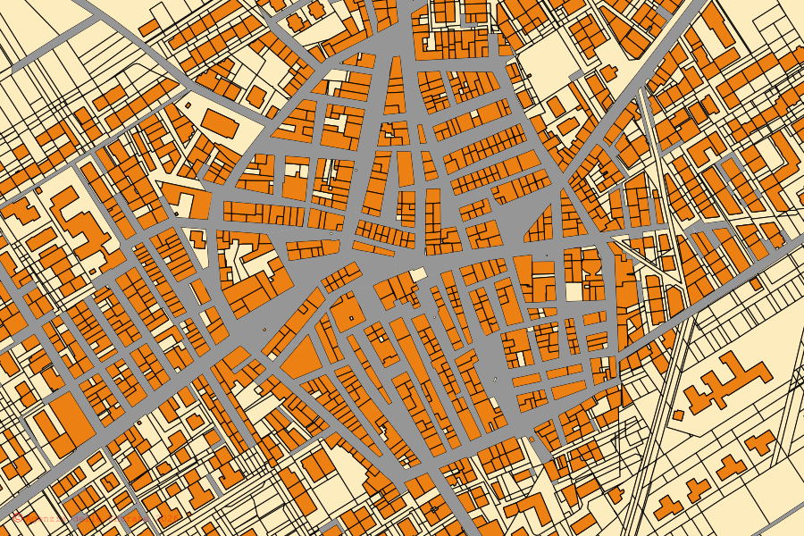 Cadastral map of the centre of Stornarella: parcels and buildings, Agenzia delle Entrate cartography